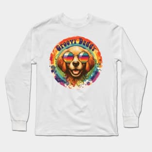 Groovy Daddy Dog with Rainbow Long Sleeve T-Shirt